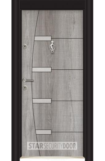 Блиндирана врата L 305 Сив дъб - Инокс