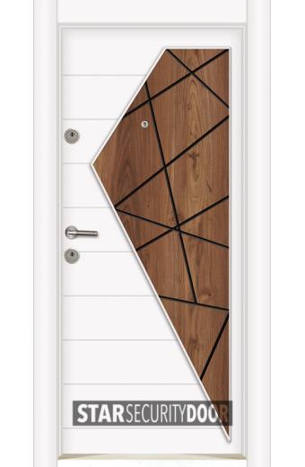 Блиндирана врата MFS 104 Бял орех с термомост