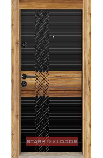 Блиндирана врата L-444 Черен-Сарухан